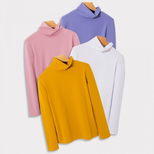 Soft Intimate Turtleneck Stretchy Thermal Underwear, Comfortable Solid Color Long Sleeve Slim Fit Top, Women's Clothing